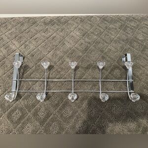 10 Over the Door Hooks with Crystal Knobs & Silver Organize Clothes Coats Robes